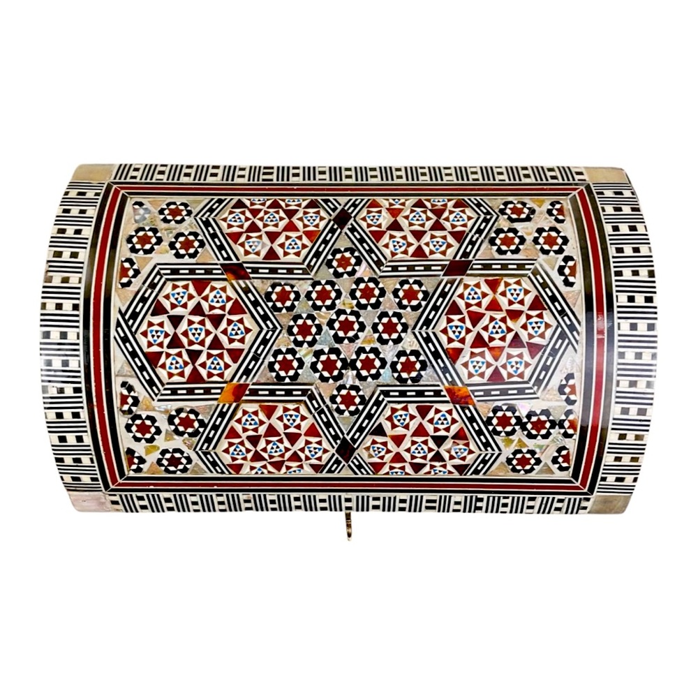 Egyptian Mother of Pearl Jewel Box with Lock and Key - Picture 1 of 15